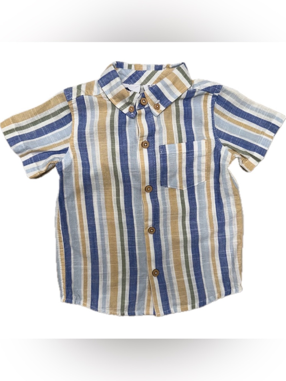 Tommy Bahama Boys' Striped Button-Down in Blue, Tan & Green